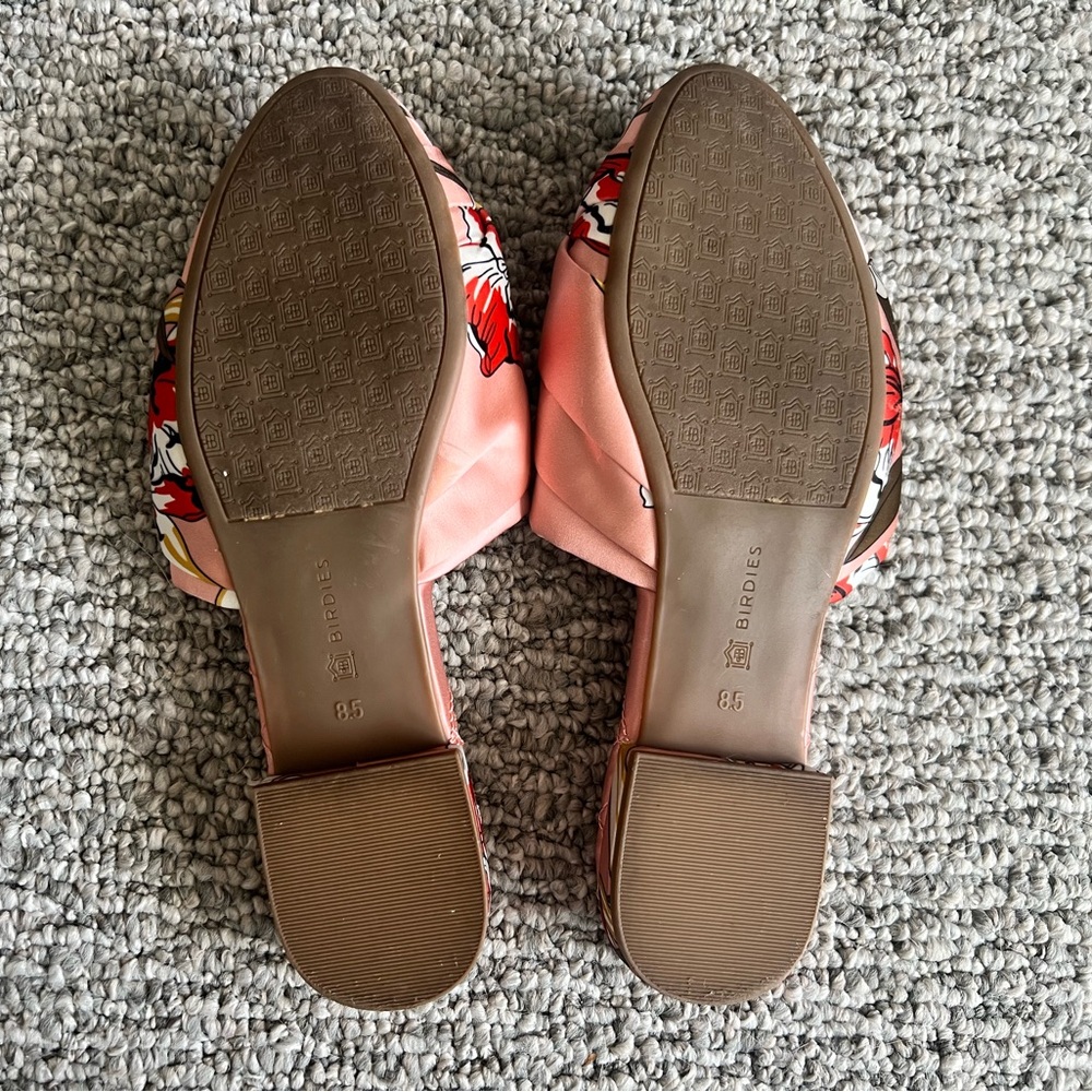 Birdies Songbird Peach Floral Satin Mules - Picture 4 of 8